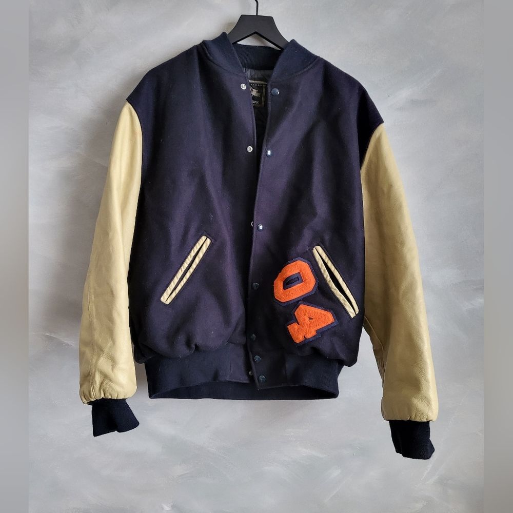 Mens Varsity Wool Leather Sleeve Varsity Letterman Coat Size XL Holloway